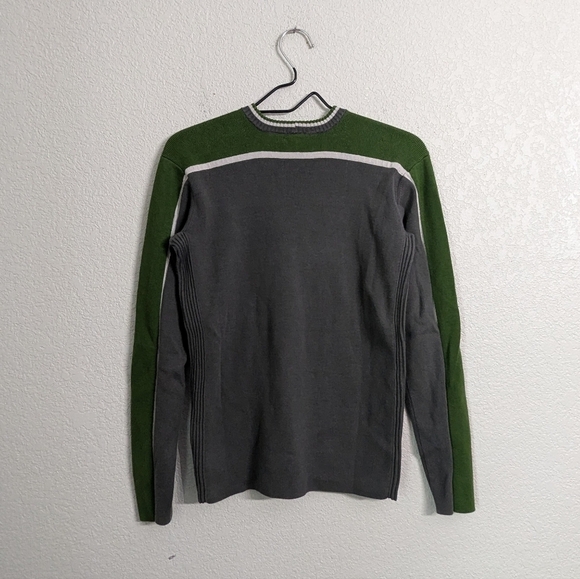 Armani Exchange Men Gray Green Crewneck Sweater Ribbed Sides Casual Size Small - Picture 3 of 10
